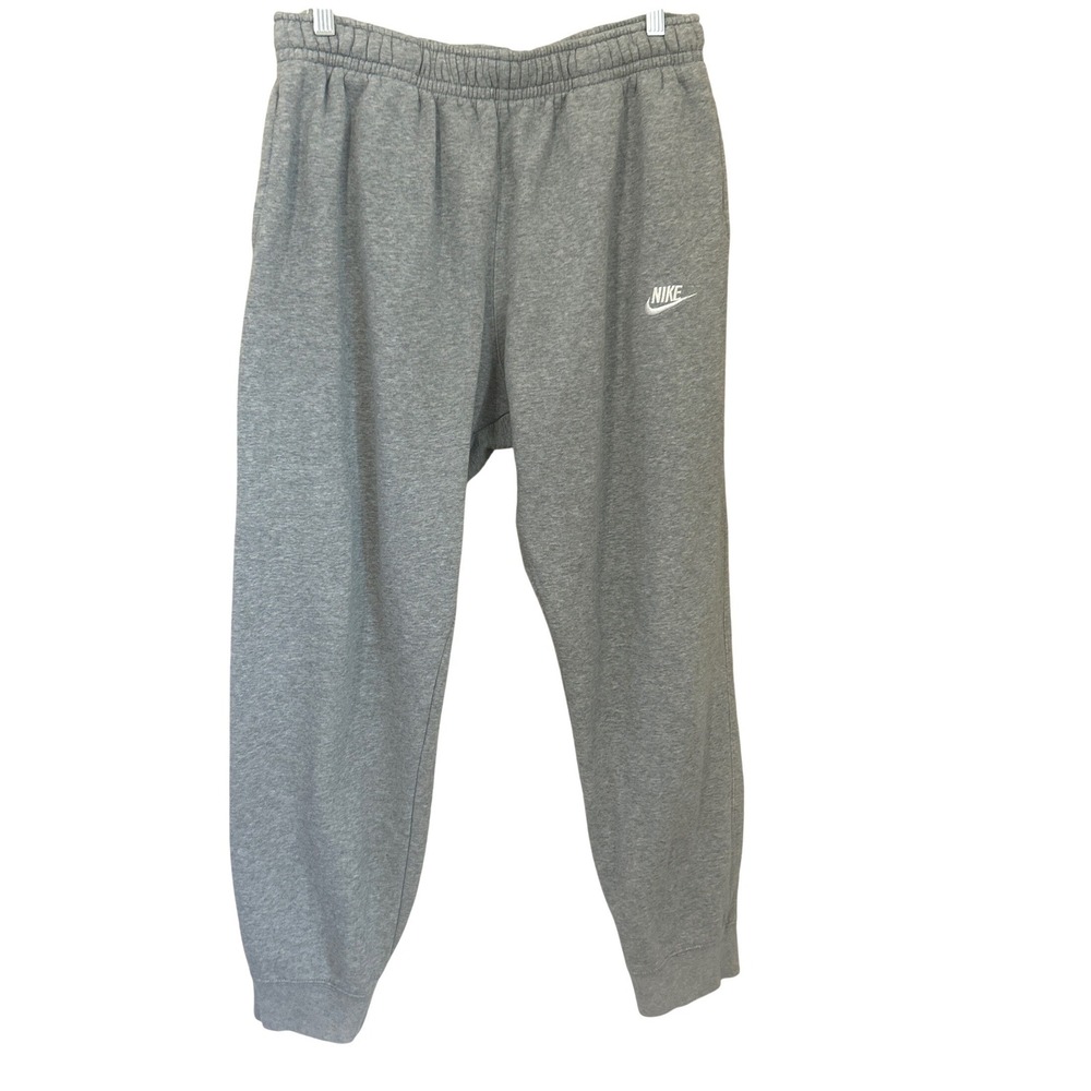 Nike Mens XL Club Fleece Jogger Sweatpants Heather Gray Pockets Logo Athletic